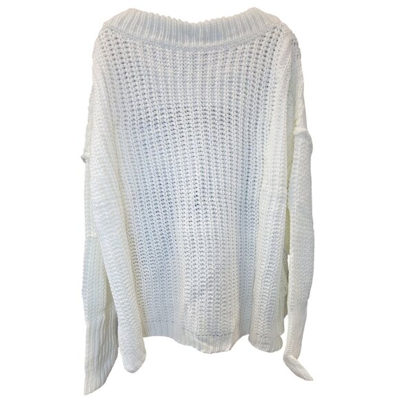 Womens Sweater Wide Neck Ultra White Knit Drop Shoulder Large New In Bag - Picture 3 of 8